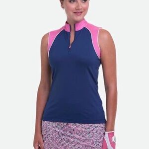 Stylish Navy and Pink Golf Top